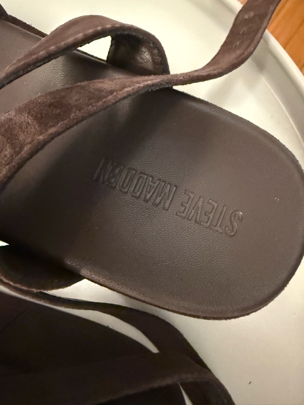 Steve Madden Dark Brown Suede Platform Sandals - Picture 3 of 4